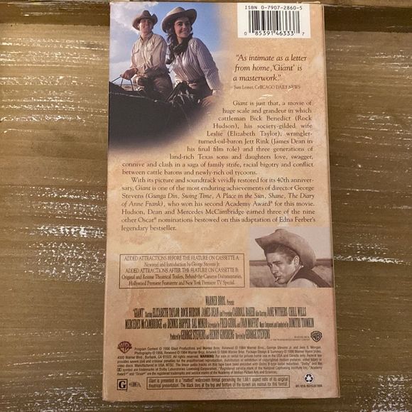 Elizabeth Taylor Rock Hudson James Dean GIANT Box set of 2 VHS Tapes - Picture 3 of 4